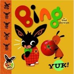 A cartoon bunny (Bing) does not want to try the juicy red tomato offered by his rabbit friend